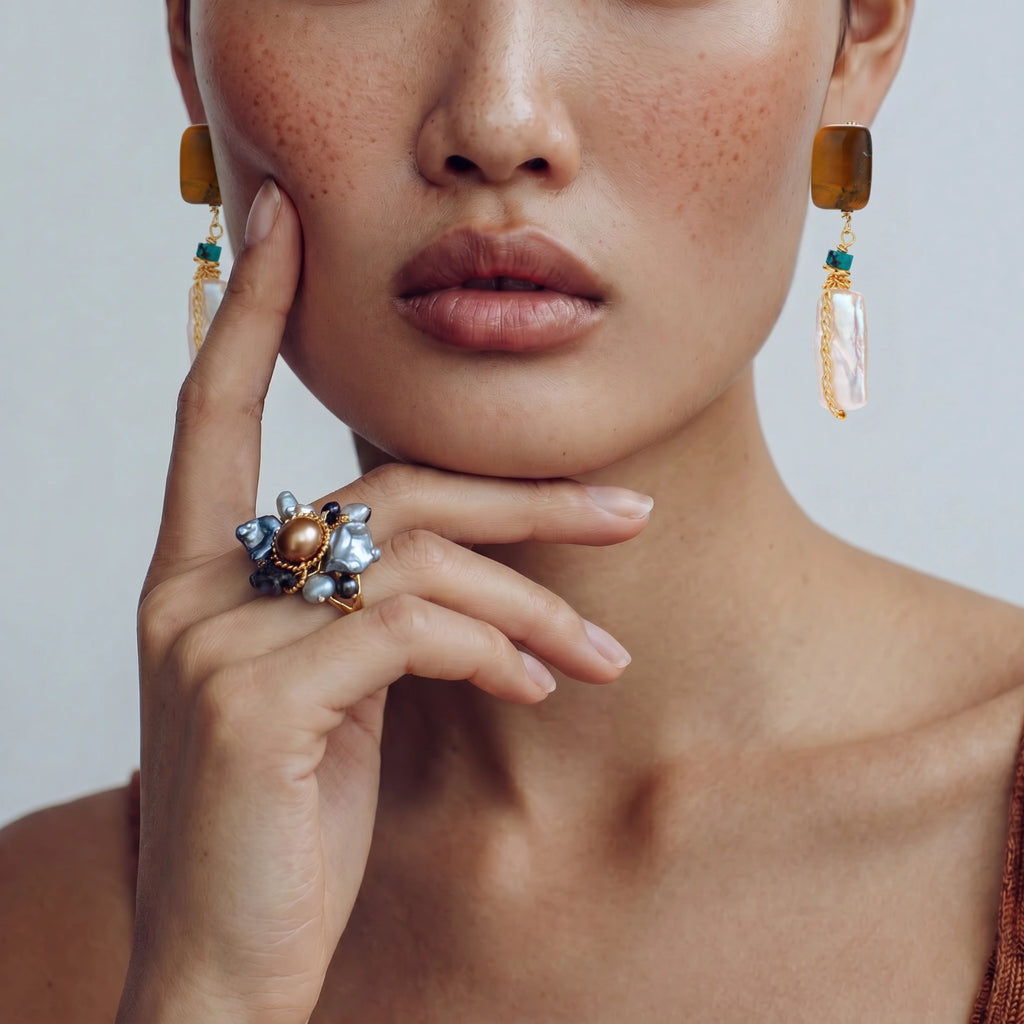 Amber Baroque Pearl Drops